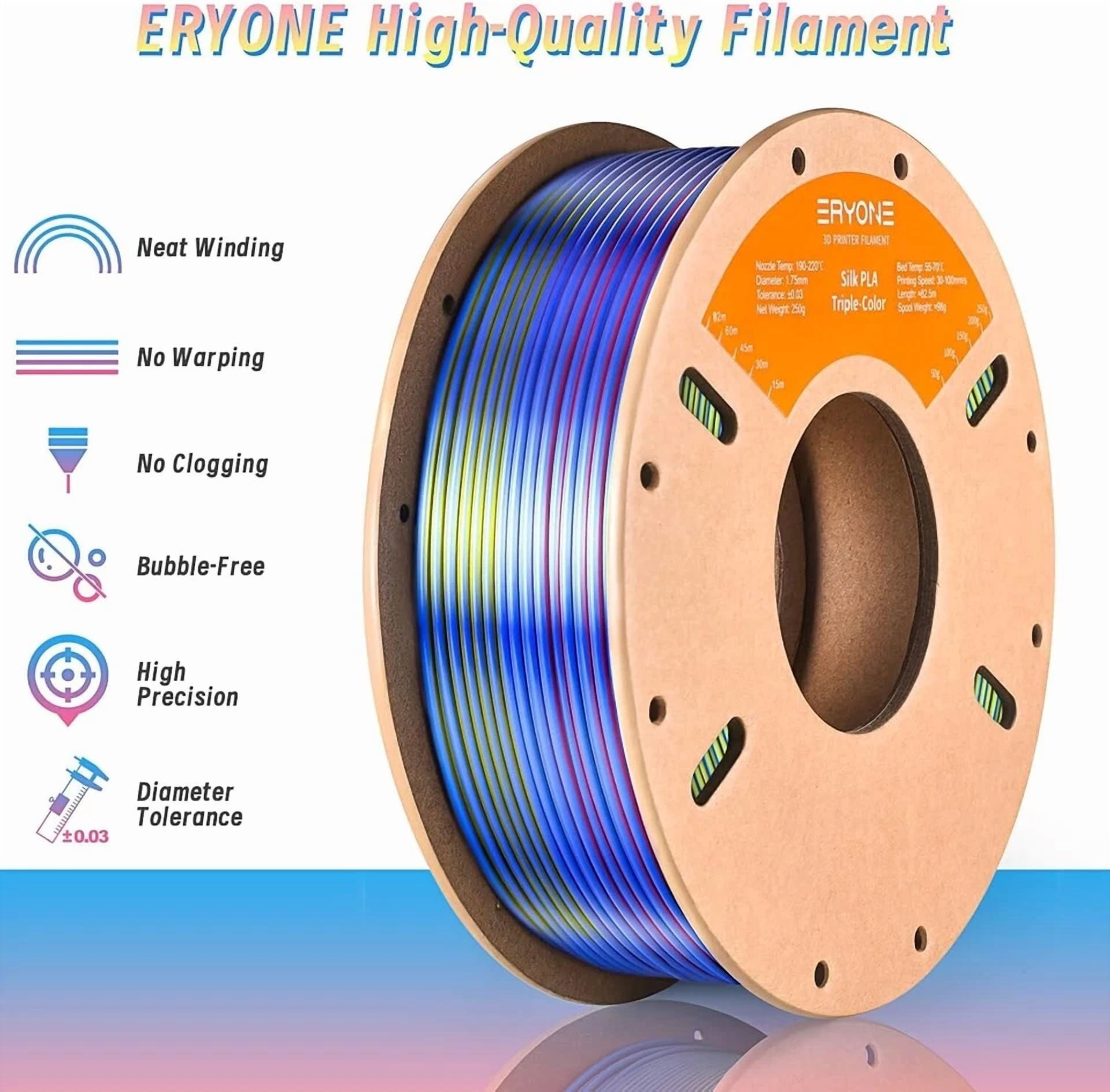 CRESTIN- Silk Tri Color Pla Filament 3D Printer 1.75Mm +/- 0.03Mm, Multicolor