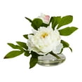 thumbnail image 2 of Nearly Natural 6" Peonies Artificial Plant with Glass Vases, Set of 3 (Assorted Colors), 2 of 6