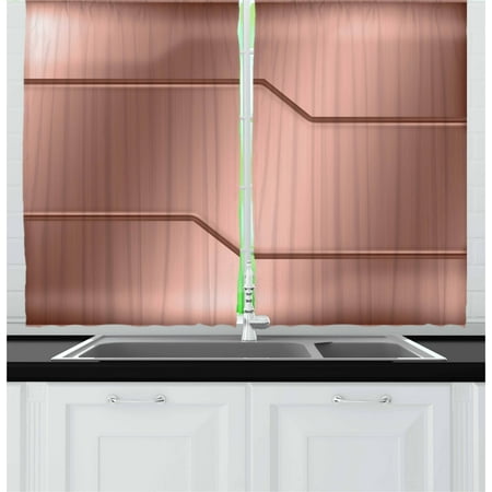 - Copper Curtains 2 Panels Set, Realistic Look Plate Bar Image Technology Inspired with Steel Surface Industry Print, Window Drapes for Living Room Bedroom, 55W X 39L Inches, Rose Gold, by Ambesonne