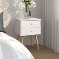 thumbnail image 7 of Vesteel 2 Drawer Nightstand, Modern End Table with 2 Drawers, White Bedside Furniture Dresser for Bedroom, Living Room, 7 of 7