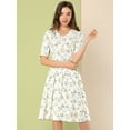 thumbnail image 3 of DARING DIVA Peter Pan Collar A-Line Flowy Midi Chiffon Floral Dress XS White, 3 of 6