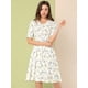 thumbnail image 3 of Vestido Floral Midi De Gasa Con Cuello Peter Pan Fluida A Media Pierna Para Mujer Blanco M, 3 of 6