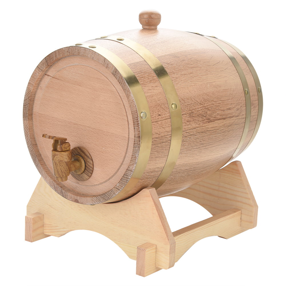 Brandy 1.5L Oak Barrel Rum Port Tequila Whiskey Wood Oak Barrel Dispenser Pressure Tested for Leaks Storage for Whiskey
