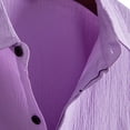 thumbnail image 5 of Eryao Men's Cotton Linen Short Sleeve Shirts Casual Lightweight Button Down Shirts Vacation Beach Summer Solid Turndown Collar Tops,Purple,XXL, 5 of 10