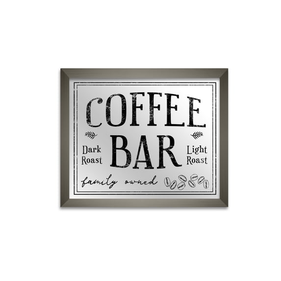 Stupell Industries Family Owned Coffee Bar Roasted Beans Grey Framed , 11 x 14