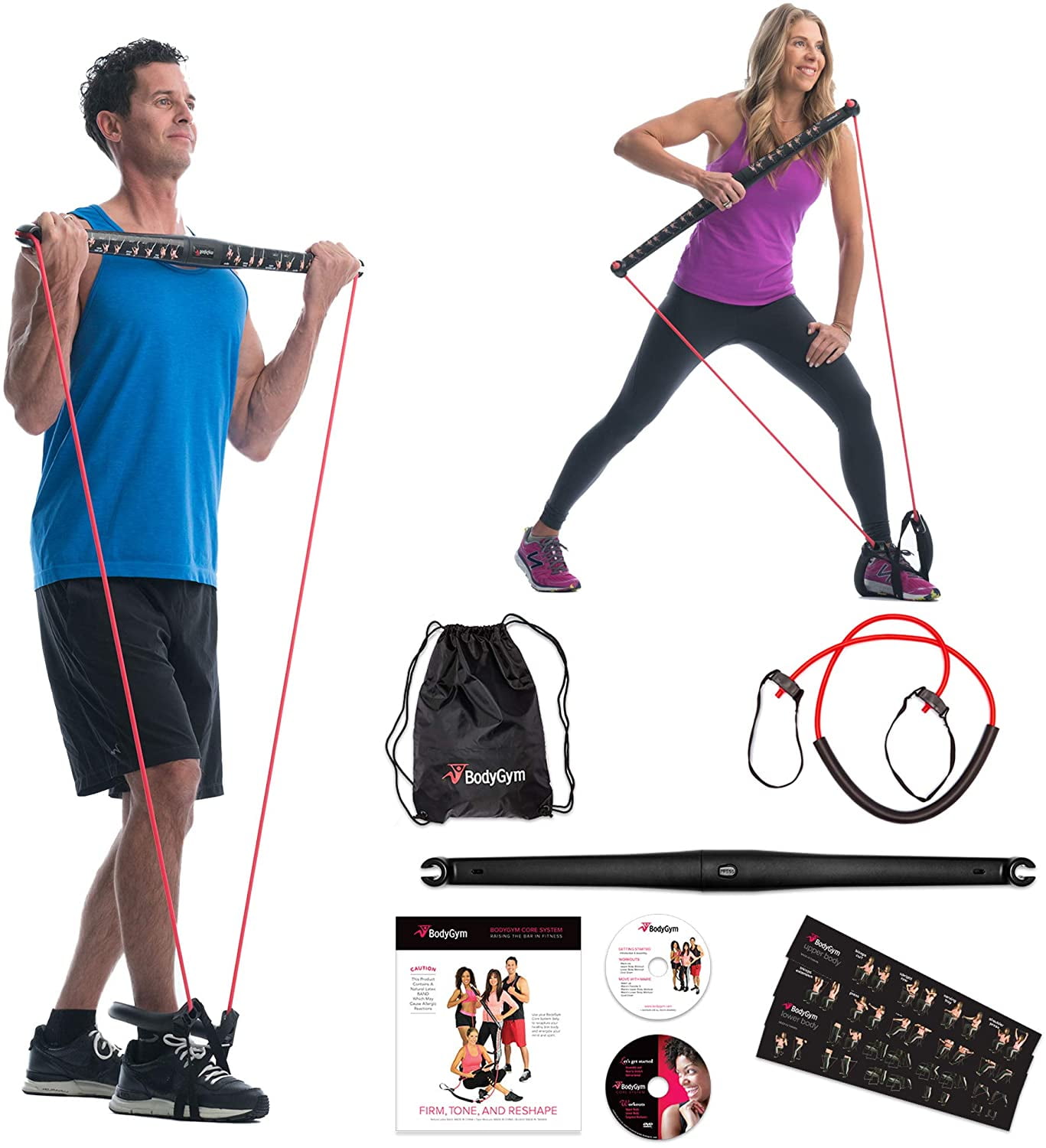 Bodygym Core System Portable Home Gym Resistance Trainer All In One Band Bar Kit Full Body Workout Improve Fitness Build Muscle Strength Exercises With Marie Osmond Workout Dvd Included Walmart Com