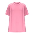 thumbnail image 4 of Camisas de Manga Corta para las Mujeres Casual Cuello Redondo Sólido, Mezcla de Algodón Moda de Verano Blusa Superior, 4 of 9