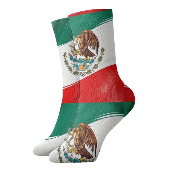 Womens Ankle Quarter Socks Mexican Flag Mens Printed Crew Socks