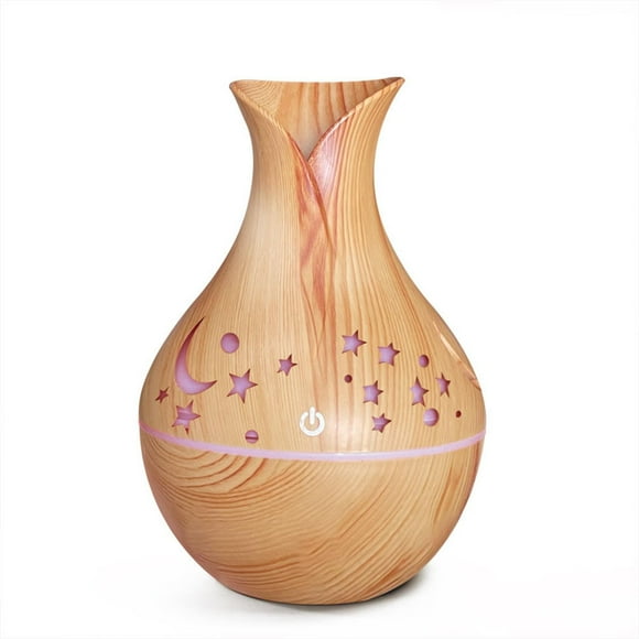Binwennn Desktop Starry Hollow Wood Grain Humidifier Lamp Vase Shape Mini Starry Sky Atomizing Aromatherapy Machine Tropical Importers Whisper Phone Humidifiers for Bedroom No Filter Adult Tops for