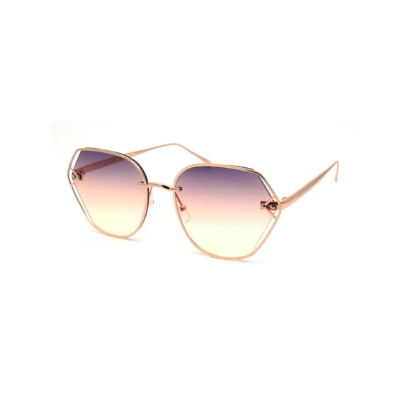 Womens Luxury Metal Rim Geometric Chic Fashion Sunglasses Rose Gold Purple Orange Yellow