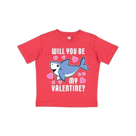 

Inktastic Will you be my Valentine with Cute Shark and Hearts Gift Toddler Boy or Toddler Girl T-Shirt