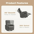 thumbnail image 7 of Luxurious Rocking Chair Nursery, Swivel Rocker Recliner for Ultimate Comfort in Your Nursery, Living Room, and Bedroom, Gray, 7 of 7