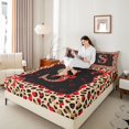 thumbnail image 3 of Manfei Cheetah Print Letter Monogrammed S Full Size Sheets 4-Piece for Women Girls,Teens Adults Shabby Chic Red Ribbon Bow Bed Sheets,Super Cozy Room Decor, 3 of 5