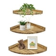 thumbnail image 2 of Afuly Floating Corner Shelves for Wall, Rustic Solid Brown Wood Wall Mounted Corner Shelf, 3 Set, 2 of 6