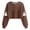 #0175-Brown, variant on Uootdi Women's Ghost Skull Cropped Long Sleeve Sweatshirt Fall Halloween Lantern Pullover Spooky Season Sweatshirt Gift