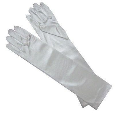 satin long child size girls formal gloves (4 - 7, white)