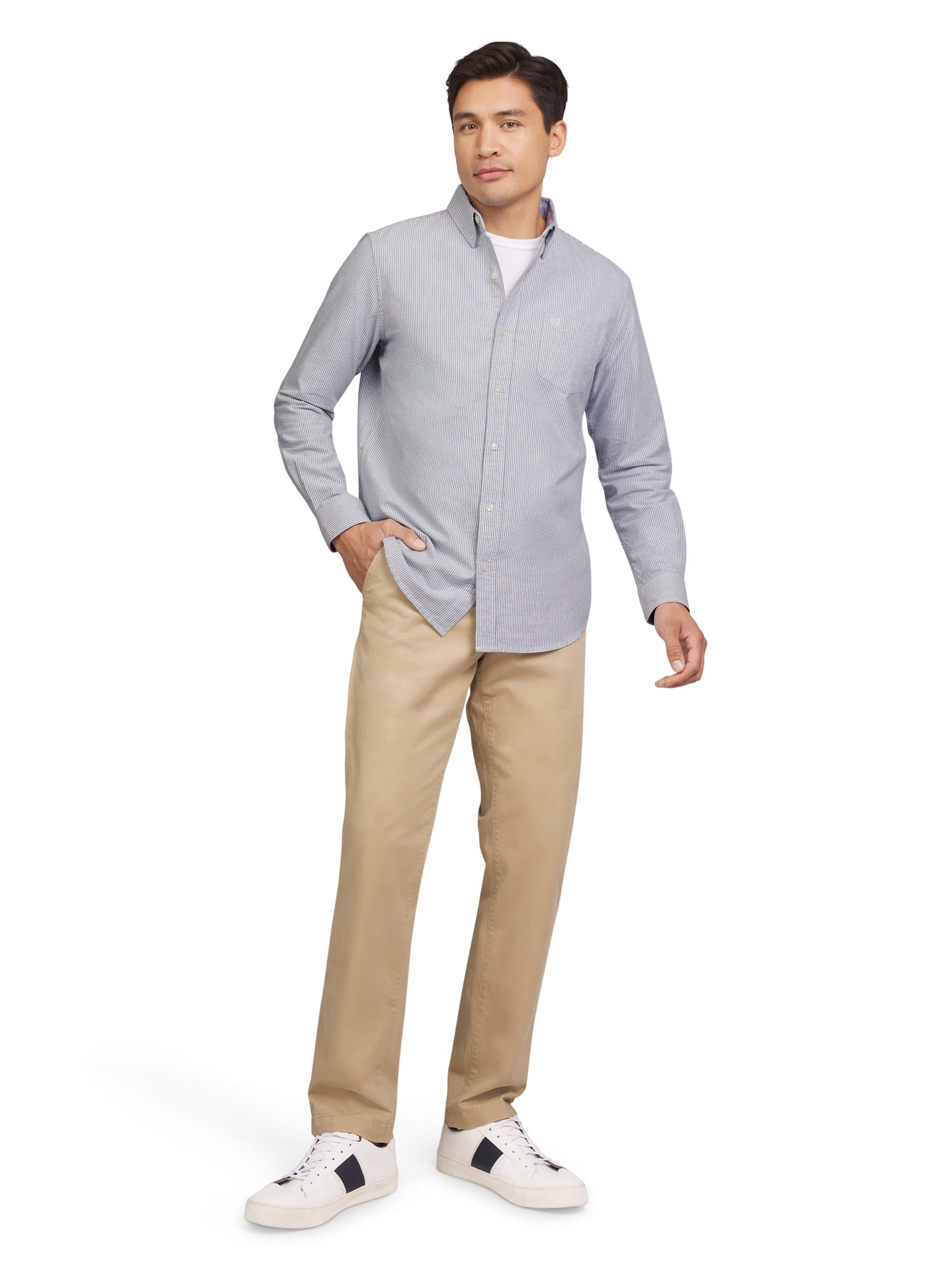 Chaps Men's & Big Men's Untucked Cotton Oxford Long Sleeve Button-Down Shirt, Sizes S-2XL