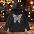 thumbnail image 2 of Hwmodou Girls Hoodies Butterfly Print Hoodie Warm Leisure Comfy Top,3-14Y, 2 of 7