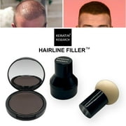 KERATIN RESEARCH Hairline Filler Unisex Mineral Powder Root Touch-Up Hair loss Concealer Scalp & Beard Bald Patch Coverage Fibers for Thinning Hair Waterproof Organic Natural look (BLACK, XL)
