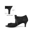 thumbnail image 2 of BLISSFUL STEP Lace Mesh Heels Peep Toe Stiletto Heel Sandals for Women Black(Size 6), 2 of 7