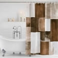 thumbnail image 4 of Brown Geometric Waterproof Fabric Shower Curtain,Vintage Oil Painting Contemporary Waterproof Fabric Shower Curtain for Bathroom Curtains Bathtubs Hotel Shower Curtains with 12 Hooks Extra Long 72x96, 4 of 8