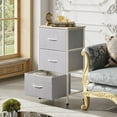 thumbnail image 4 of CZMDZH Nightstand with 3 Drawers, Fabric Dresser, Organizer Unit, Storage Dresser for Bedroom, Hallway, Entryway, Closets, Sturdy Steel Frame, Wood Top, Easy Pull Handle, Light Grey, 4 of 17
