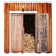 thumbnail image 3 of Ambesonne Rustic Shower Curtain, Barn with Firewood Rural, 69"Wx75"L, Orange Brown, 3 of 5