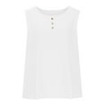 thumbnail image 5 of Fznquz Loose Tank Top for Women Button up Plus Size Casual Cotton Linen White Solid Teen Tank Tops 5.00, 5 of 6