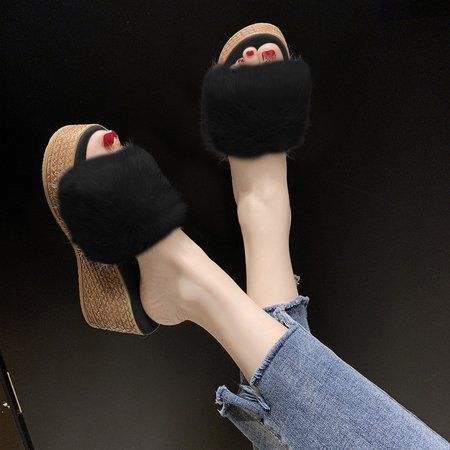 

Tangnade Women Shoes Fashion For Plus-Size Muffin Wedges And Candy Colored Heels Black 40