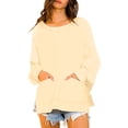 thumbnail image 2 of AherBiu Sweat à Capuche Col Rond pour Femmes Surdimensionné Ample en Polaire Décontracté avec Poches Automne Hiver, 2 of 7