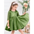 thumbnail image 5 of OBEEII Formal Satin Dress for Toddler Girl Birthday Party Wedding Floral Lace Dresses Knee Length Princess Dress with Bow-Knot First Communion for Age 6M-6T, 5 of 8