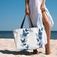 thumbnail image 3 of Wukai Blue Flying Butterflies Print Zipper Bag,large Beach Tote Bag,Waterproof Sandproof Bag,Grocery and Picnic Tote Travel Bag, 3 of 5