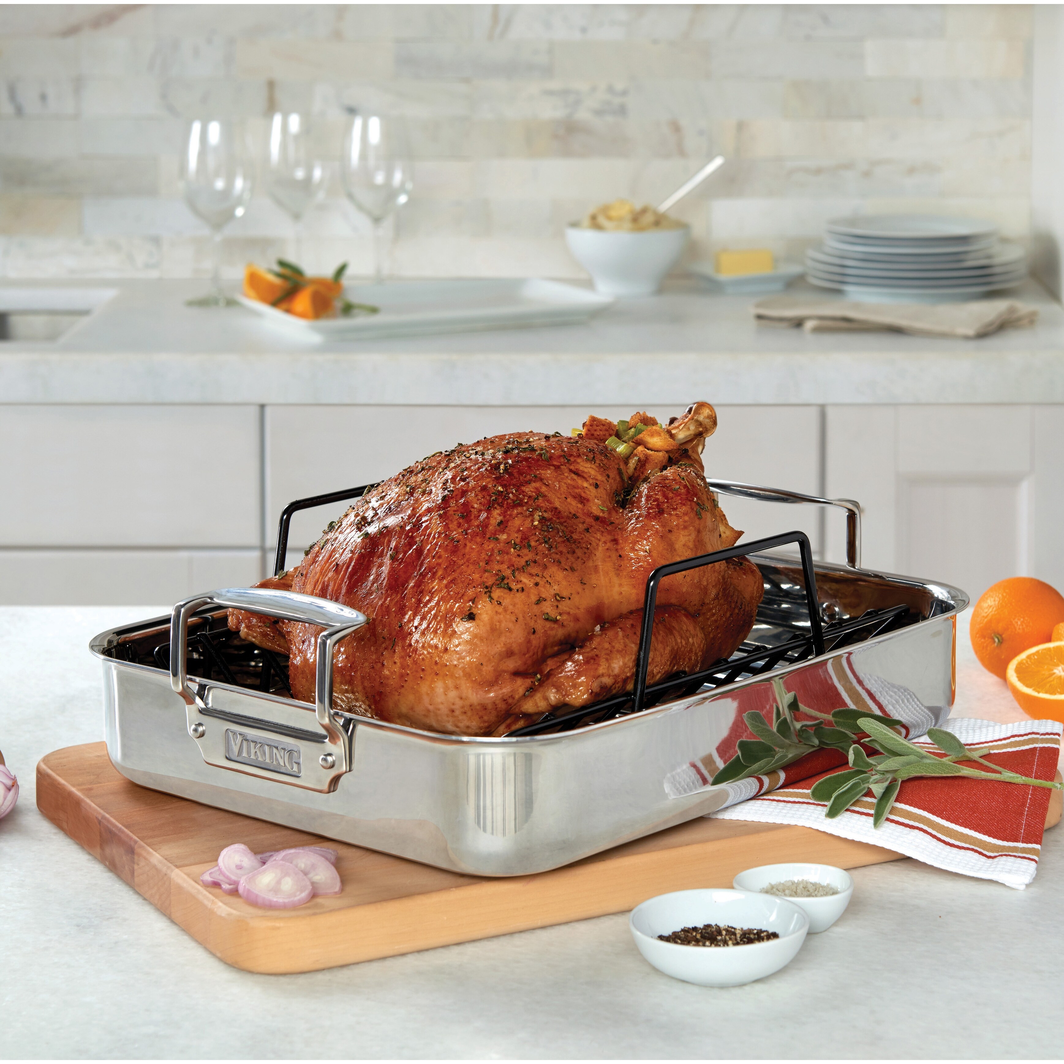 Viking Culinary 3-Ply Stainless Steel Roasting Pan, 16 Inch x 13 Inch, Silver - image 5 of 5
