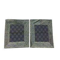 Mogul 2 Ethnic Indian Silk Cushion Covers Vintage Sari Patchwork Home Decor Pillow Cases 16" x 16"