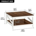 thumbnail image 6 of Dextrus Coffee Table with Storage, Farmhouse Cocktail Center Table for Living Room, Brown and White, 6 of 8