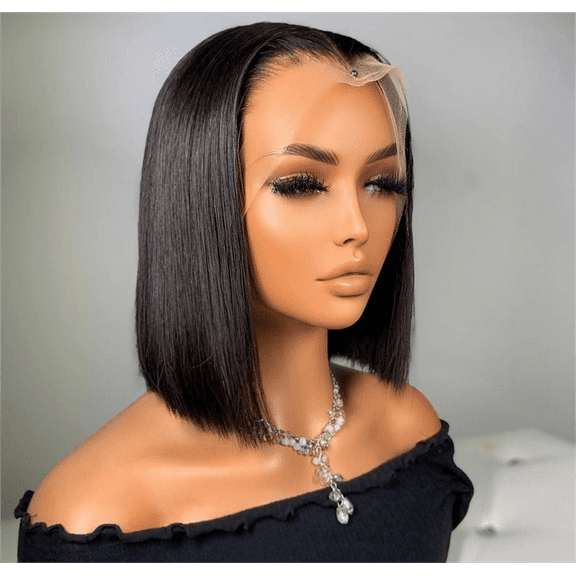 13X4X1 T Part Lace Front Wig Short Bob Wig Lace Frontal Human Hair Straight Bob Wigs Transparent Wig Extensions Remy 150% Brazilian