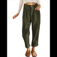 thumbnail image 2 of Pantalones Casuales de Cintura Alta y Pierna Recta para Mujer, Holgados y Cómodos, con Bolsillos Verde XL, 2 of 6