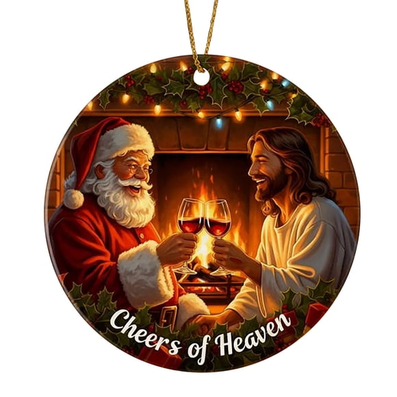 Christmas Santa Claus Holiday Circular Sign | Festive Christmas Door Wall Decor | Durable Outdoor Indoor Hanging Decoration with Pre-Installed Hooks | Perfect Holiday Gift Idea