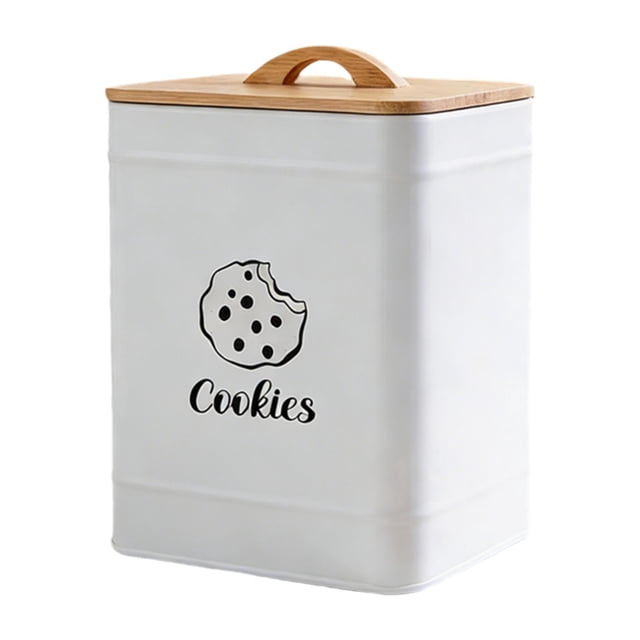 veasfak Cookie Jar Baking Storage Box Food Storage Container for Flour Coffee Pantry White
