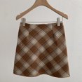 thumbnail image 2 of Women's Tennis Skirts Summer Women Style Autumn Winter High Waisted Plaid Woolen A Line Skirt Brown M, 2 of 3