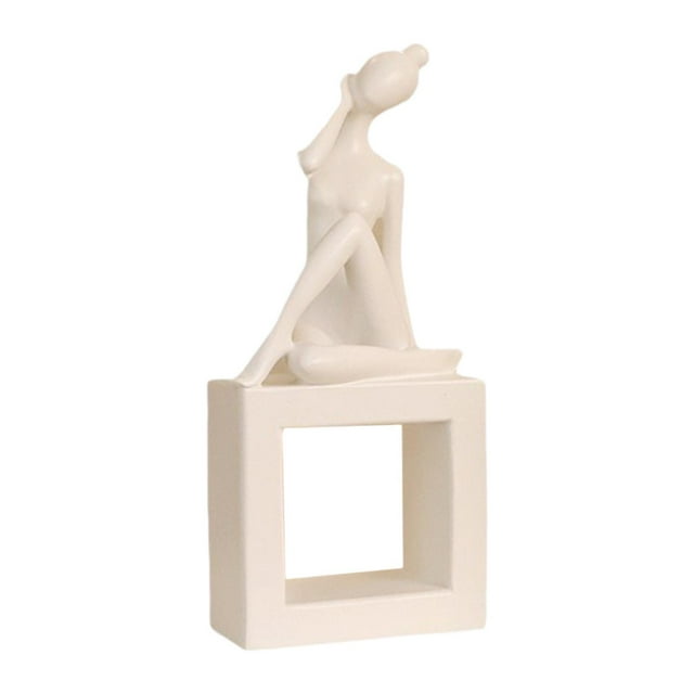 Estatua de niña, decoración del hogar, recuerdos, personaje, estética, creativa, moderna, figura Blanco