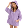 thumbnail image 2 of Xaqiouau Girls Hooded Zip Up Jacket Casual Cape Hoodie Long Sleeve Lightweight Outerwear Solid Color Coat Back To School Daily Wear Girls Clothes, 2 of 6