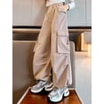 thumbnail image 3 of Happy Cherry Girls Hip Hop Pants Kids Wide Leg Cargo Trousers Baggy Trousers Summer Loose Pants Streetwear 6-7 Years, 3 of 7