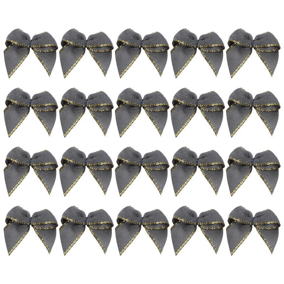 50 Pcs Black/Gold Twist Tie Bows for Gift Wrapping and Craft Projects Solid
