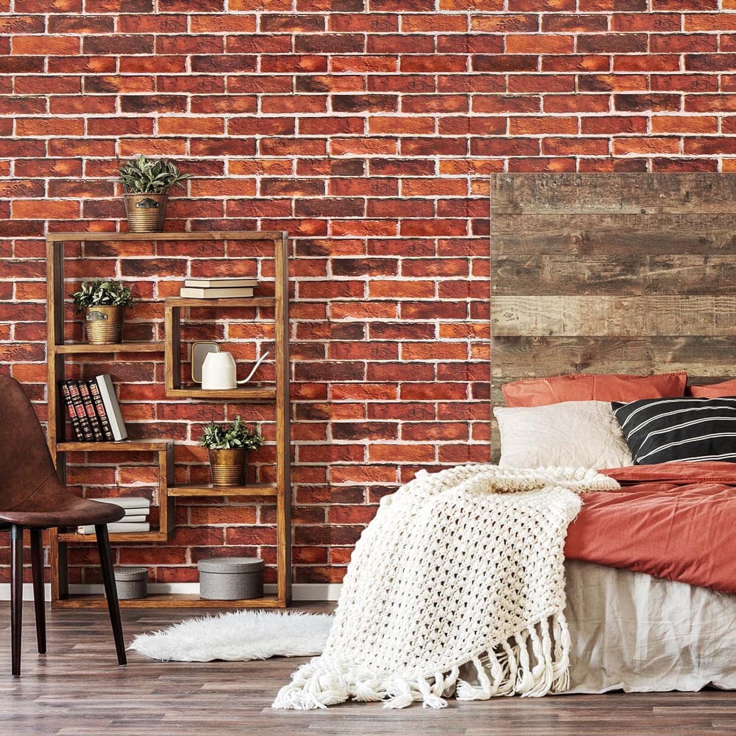 UMIGGEE 17.7-in x 472-in Red Brick Wallpaper Vintage Brick Wallpaper Peel and Stick Wallpaper Self Adhesive Removable Decorative Contact Paper for House Decoration PVC DIY