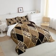 thumbnail image 3 of Safari Animal Print Comforter Giraffe Leopard Bedding Cheetah Zebra Tiger Bedding Sets & Collections 2pcs Black Brown Gold Down Comforter Twin Size, Geometric Patchwork Plaid Quilts Luxury Home Decor, 3 of 6