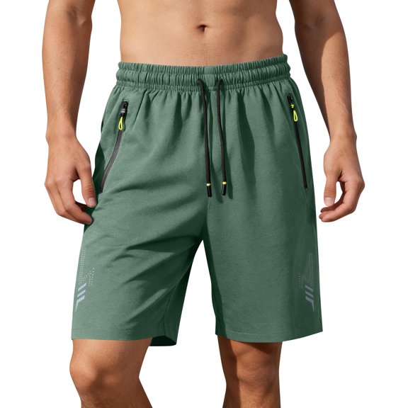 Homeyce Men's Shorts Quick Dry with Side Pockets Shorts Running Athletic Lightweight Gym Workout Shorts 7"/5"/9" Drawstring Clothes,Green 2XL