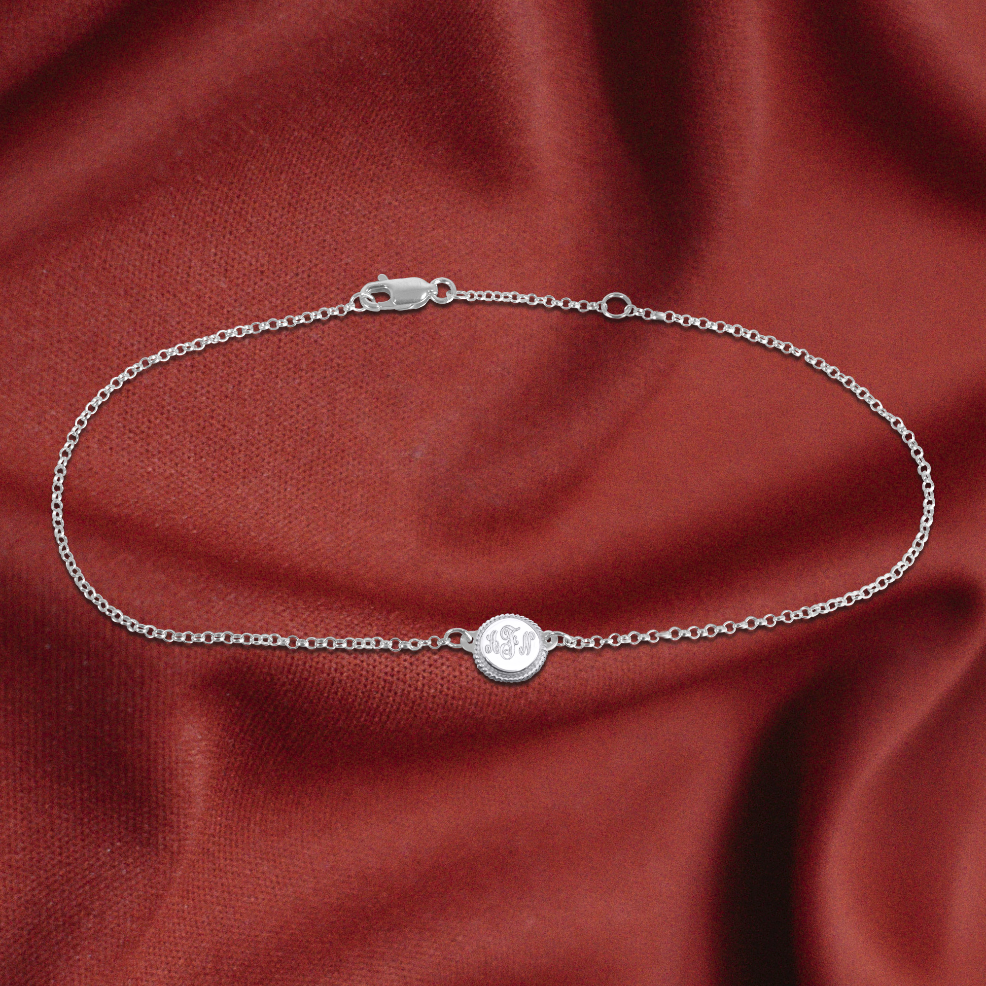 Rope Framed Engraved Monogram Anklet