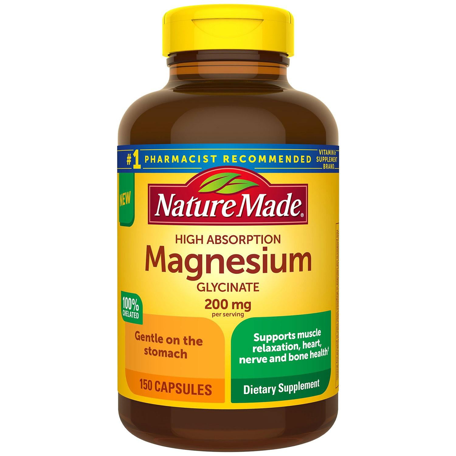 The Nature Made Magnesium Glycinate 200 mg Capsules, for.