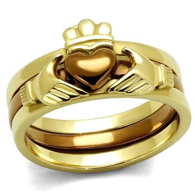 Alamode TK2801-6 Bague en Acier Inoxydable Marron Clair avec Pierre - Taille 6
